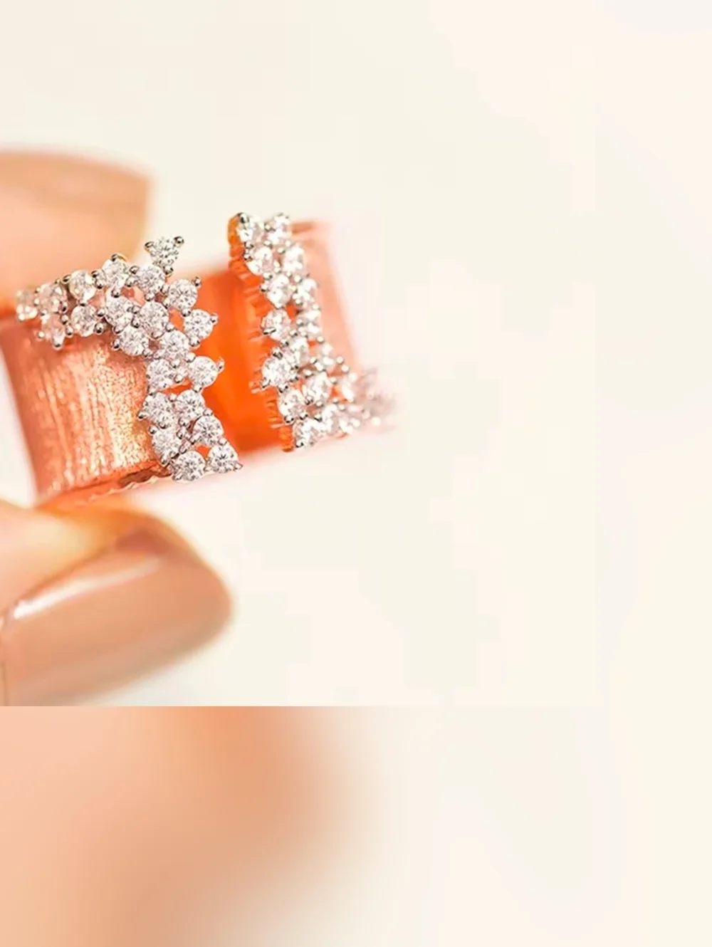Rose Gold Crystal Wide Statement Ring